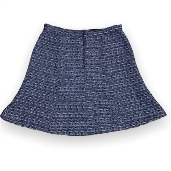 Ann Taylor Skirt Blue & White Tweed Textured Cotton Blend Size 8 - Picture 2 of 10
